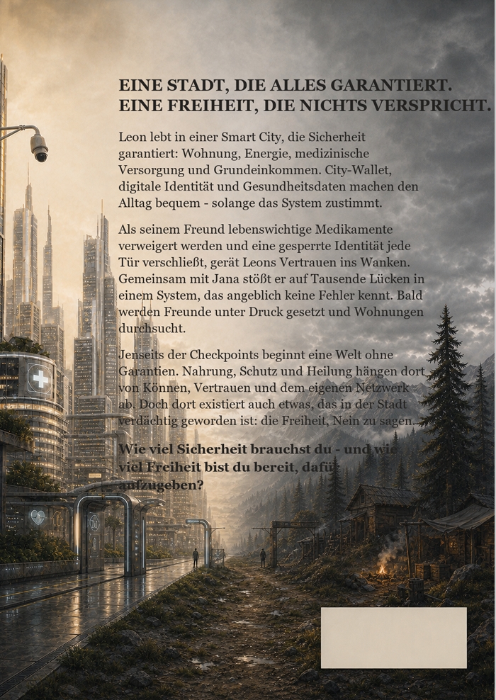 Rückseite des Buchprojekts Die Dualität eines Menschen – Sicherheit oder Freiheit