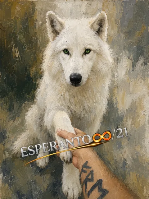 White wolf offers its paw